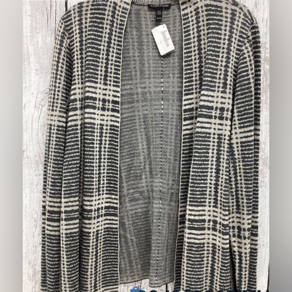 NWT Eileen Fisher Grey Mixed Blend Cardigan Women’s XL